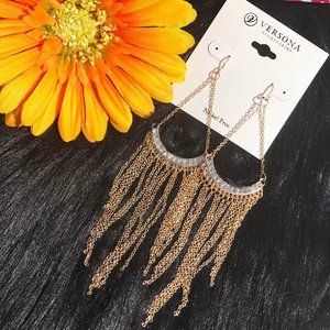 Boho Earrings Long Gypsy Rhinestone Dangle Drop Bling